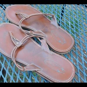 Scott Hawaii tan leather thong toe sandals sz 6.5